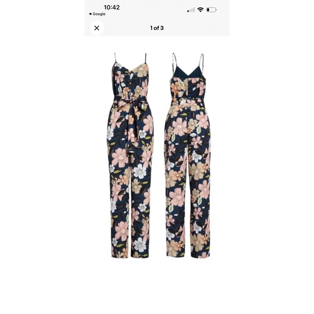 Chelsea28 - Floral Wide Leg Jumpsuit - Teal Fall Bouquet